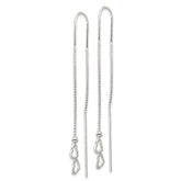 Sterling Silver Polished Double Heart Threader Earrings